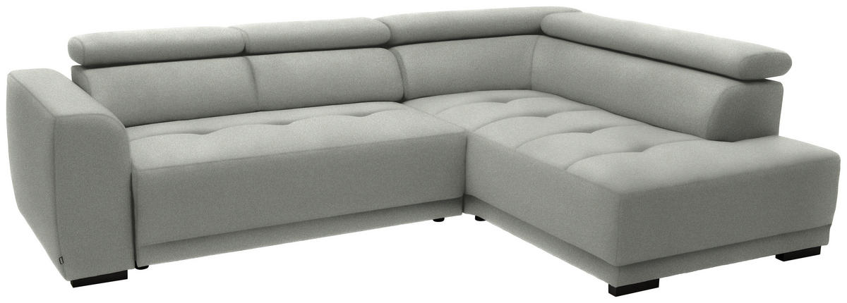 ECKSOFA in Chenille Alabasterfarben  - Alabasterfarben/Schwarz, Design, Kunststoff/Textil (284/205cm) - MID.YOU