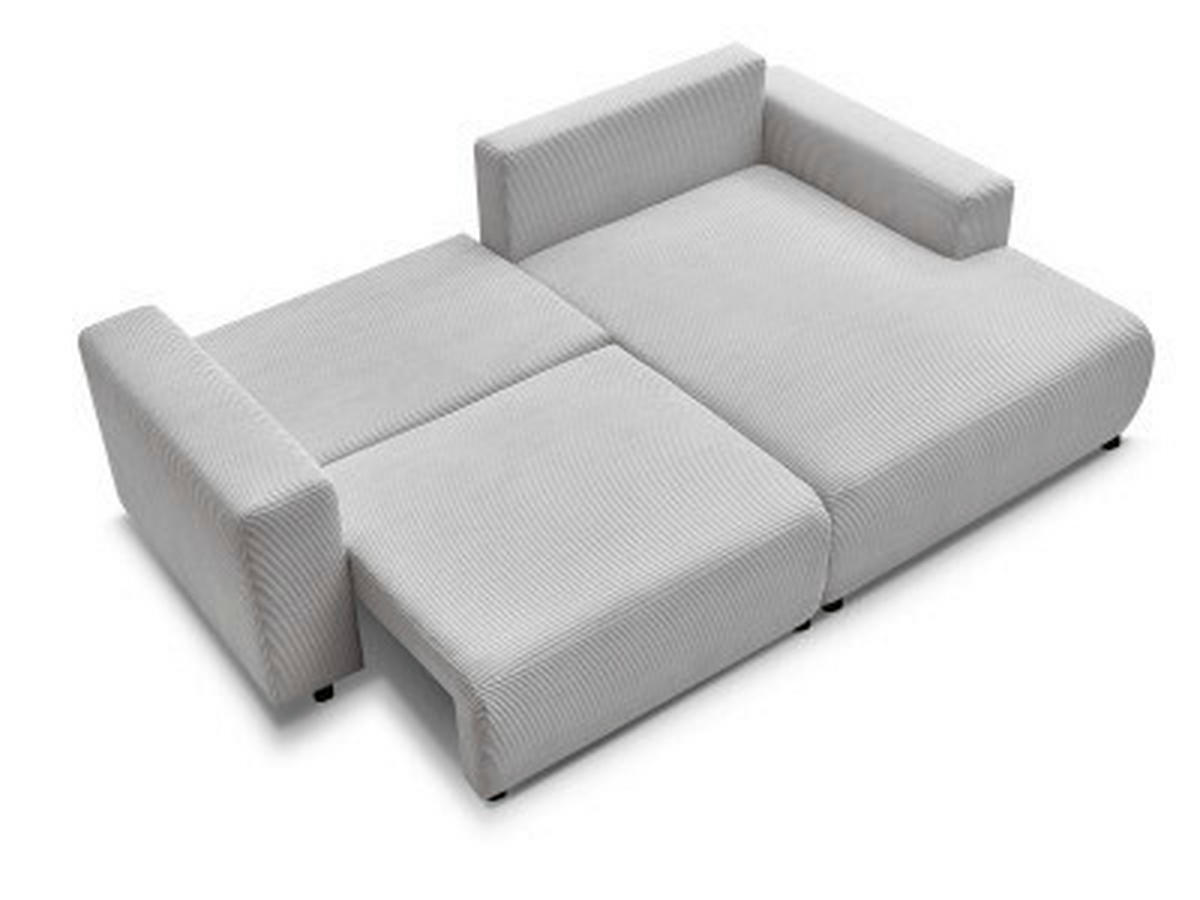 ECKSOFA Ottomane rechts  ATILLA Hellgrau Cord  - Hellgrau/Schwarz, MODERN, Kunststoff/Textil (244/149cm)