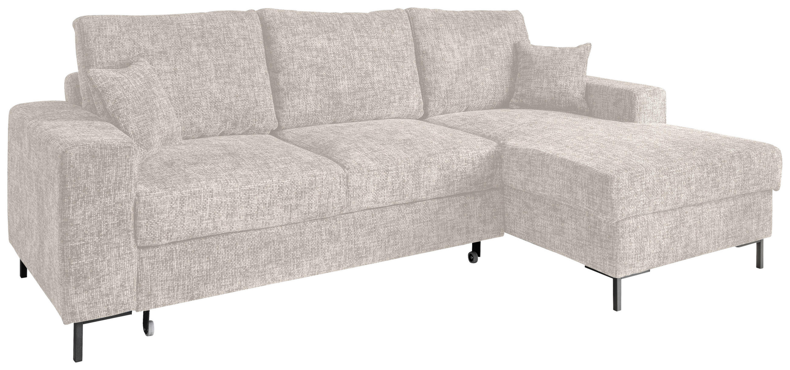 ECKSCHLAFSOFA  mit Rücken echt Struktur Creme  - Creme/Schwarz, KONVENTIONELL, Textil/Metall (237/143cm) - Livetastic
