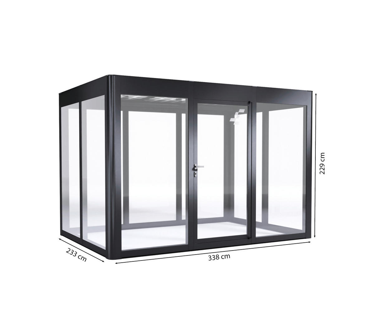 GERÄTEHAUS 338/229/233 cm  - Anthrazit, Basics, Glas/Metall (338/229/233cm)