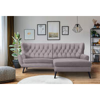 ECKSOFA Webstoff Grau, Lila  - Lila/Schwarz, Design, Holz/Textil (237/165cm) - Stylife