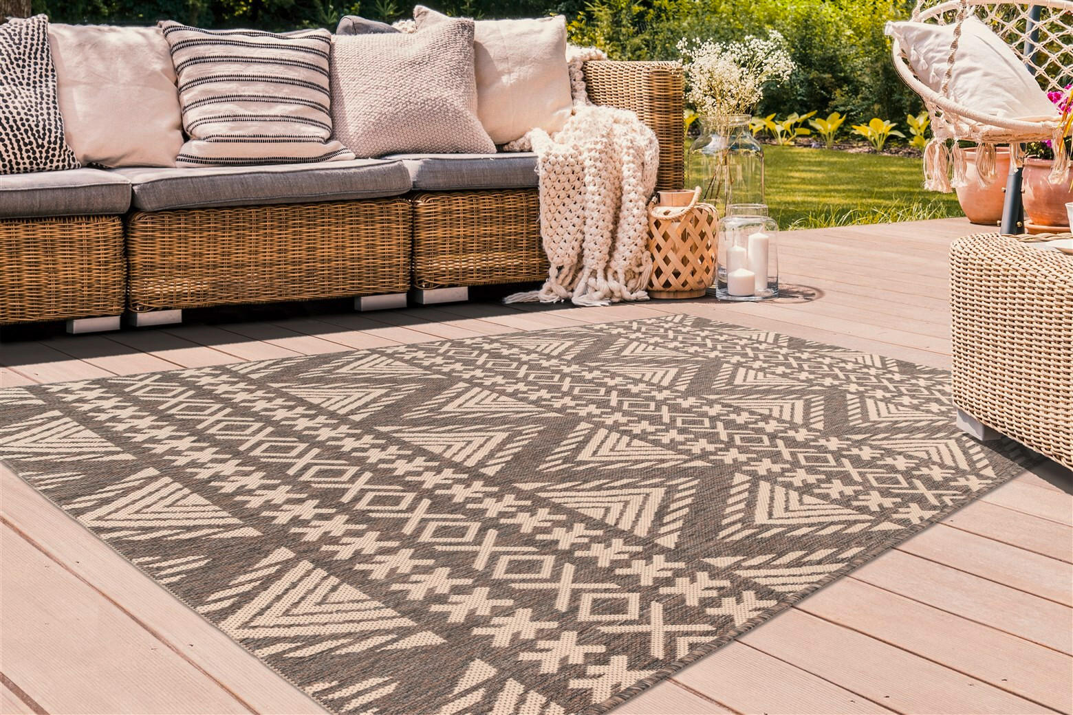 FLACHWEBETEPPICH 120/170 cm Splash 500 Braun / Creme  - Creme/Braun, Konventionell, Textil (120/170cm)