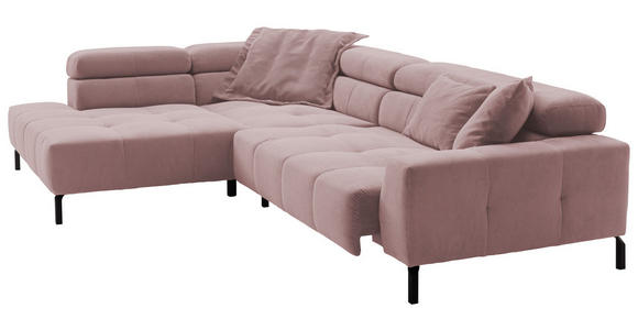 ECKSOFA in Feincord Altrosa  - Schwarz/Altrosa, KONVENTIONELL, Textil/Metall (219/311cm) - Hom`in