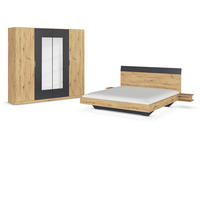 SCHLAFZIMMER Dunkelgrau, Eiche Artisan  - Dunkelgrau/Eiche Artisan, Design, Glas/Holzwerkstoff - Rauch Möbel