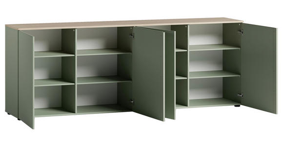 SIDEBOARD  240,1/89/43 cm  - Eichefarben/Schwarz, Design, Holzwerkstoff/Kunststoff (240,1/89/43cm) - Voleo