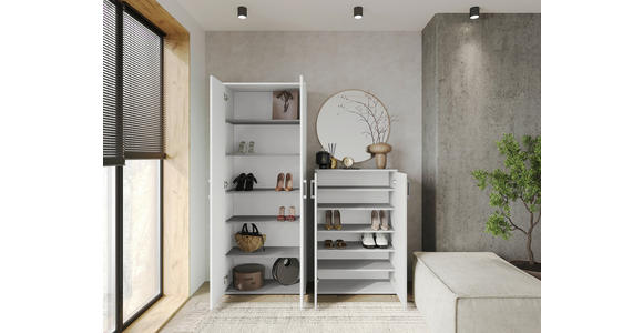 SCHUHSCHRANK  in 70/106/33,4 cm  - Alufarben/Weiß, KONVENTIONELL, Holzwerkstoff/Kunststoff (70/106/33,4cm) - Xora