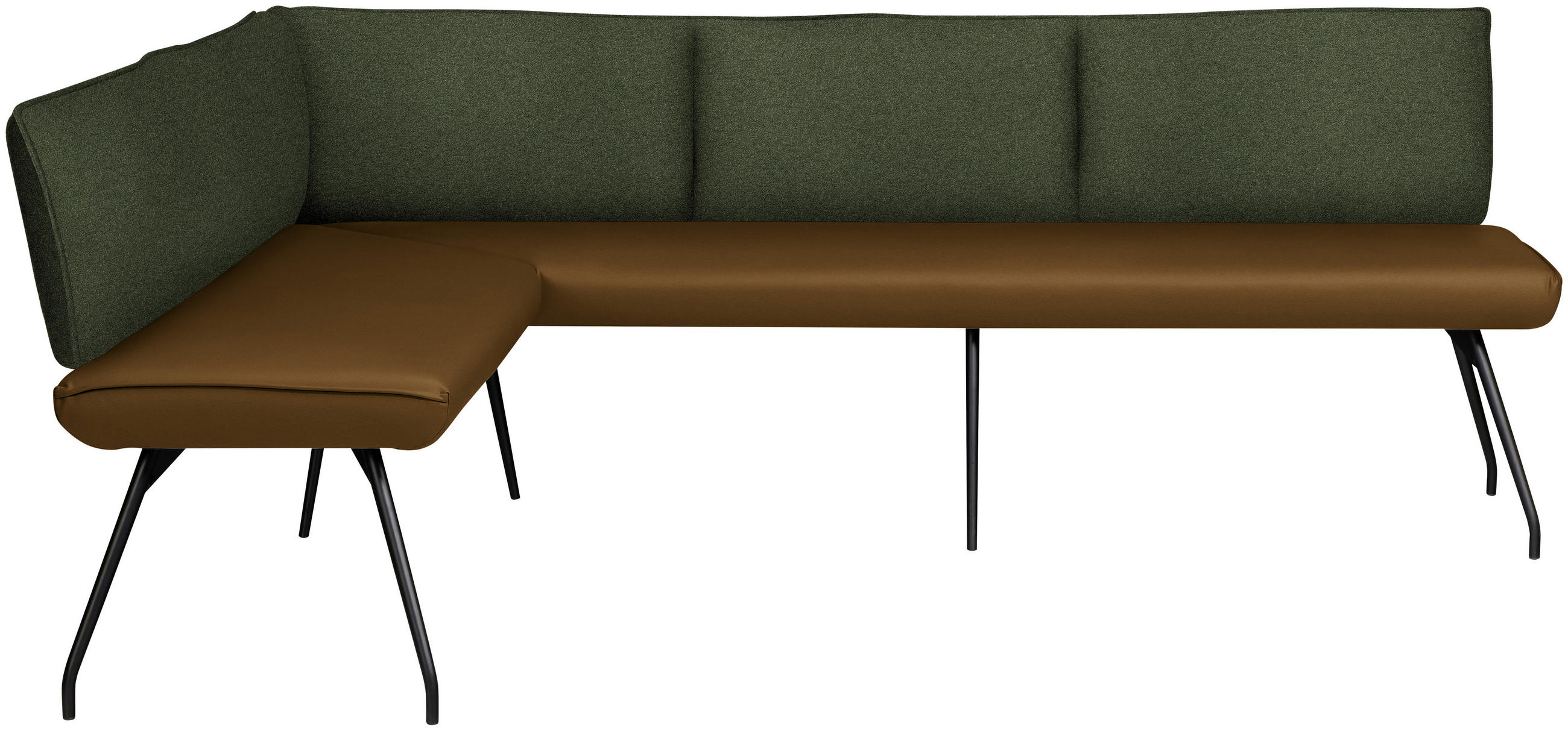 ECKBANK 165/225 cm  in Olivgrün  - Schwarz/Olivgrün, Design, Textil/Metall (165/225cm) - Moderano