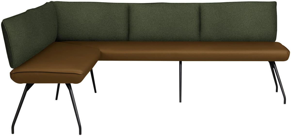 ECKBANK 165/225 cm  in Olivgrün  - Schwarz/Olivgrün, Design, Textil/Metall (165/225cm) - Moderano