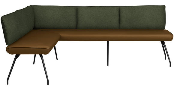 ECKBANK 165/225 cm  in Olivgrün  - Schwarz/Olivgrün, Design, Textil/Metall (165/225cm) - Moderano