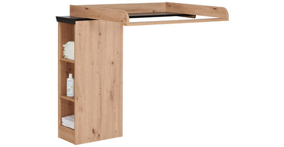 WICKELAUFSATZ Benton - Eichefarben/Dunkelgrau, Natur, Holzwerkstoff (110/97,5/77cm) - My Baby Lou