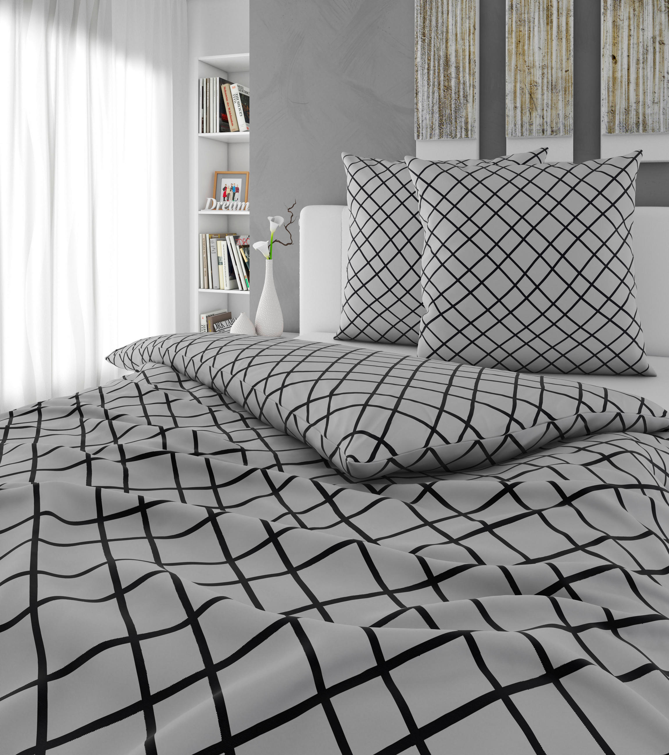 Thumbnail - Esposa Bettwäsche, Grau, Textil, Abstraktes, 200x200 cm, atmungsaktiv, hautfreundlich, schadstoffgeprüft, Schlaftextilie...