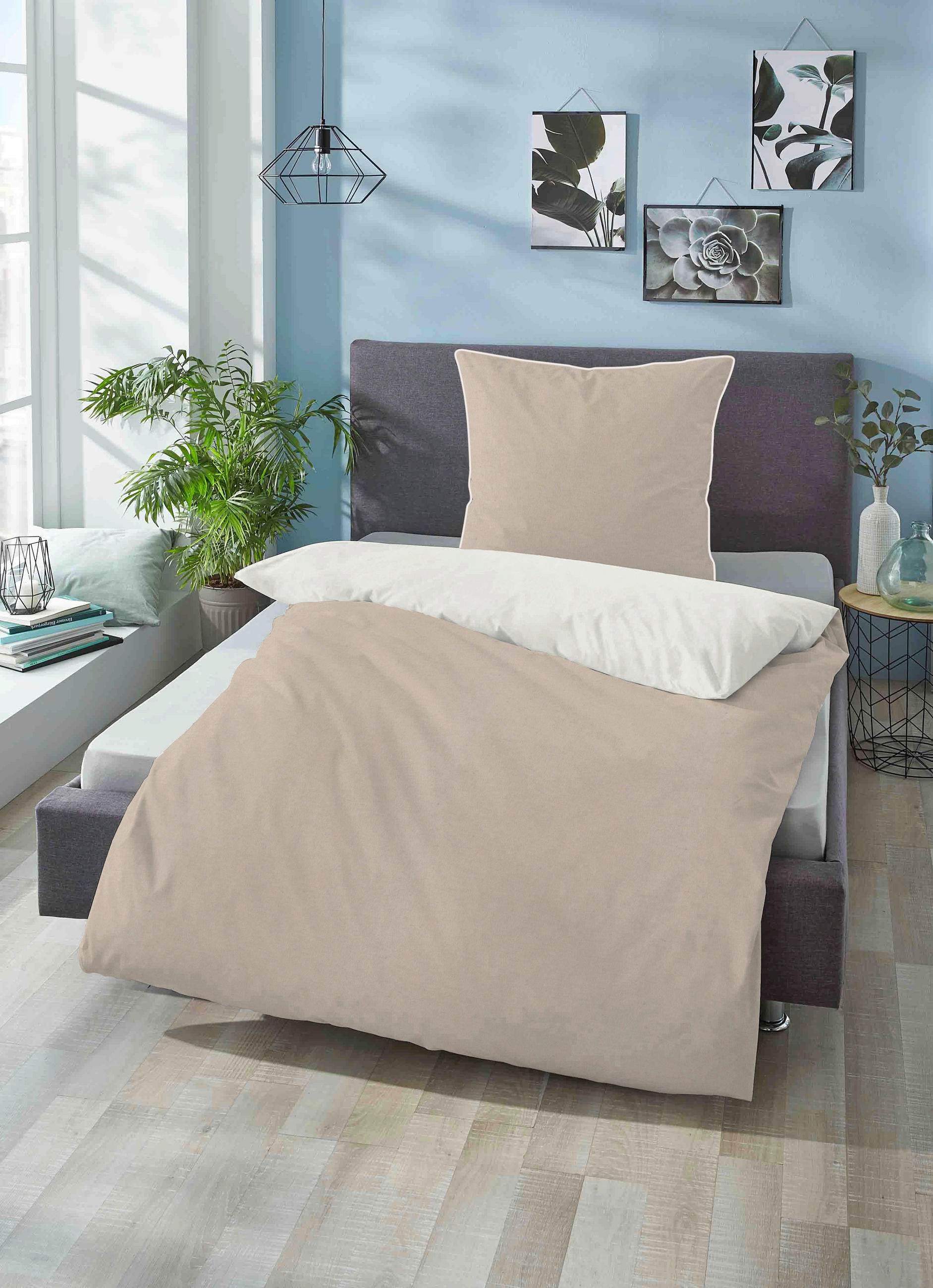 BETTWÄSCHE Flanell 155/220 cm  - Beige/Grauweiß, Basics, Textil (155/220cm) - Novel