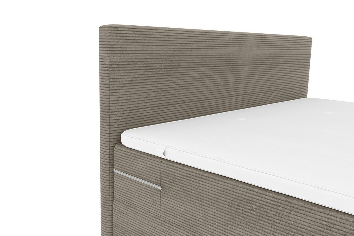 BOXSPRINGBETT 180/200 cm  in Graubraun  - Graubraun/Schwarz, Konventionell, Textil/Metall (180/200cm) - Carryhome