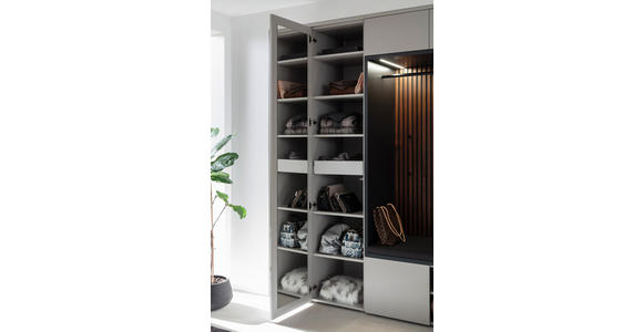 GARDEROBE 6-teilig in 250/233/59 cm - Anthrazit/Nussbaumfarben, Design, Holz/Holzwerkstoff (250/233/59cm) - Moderano
