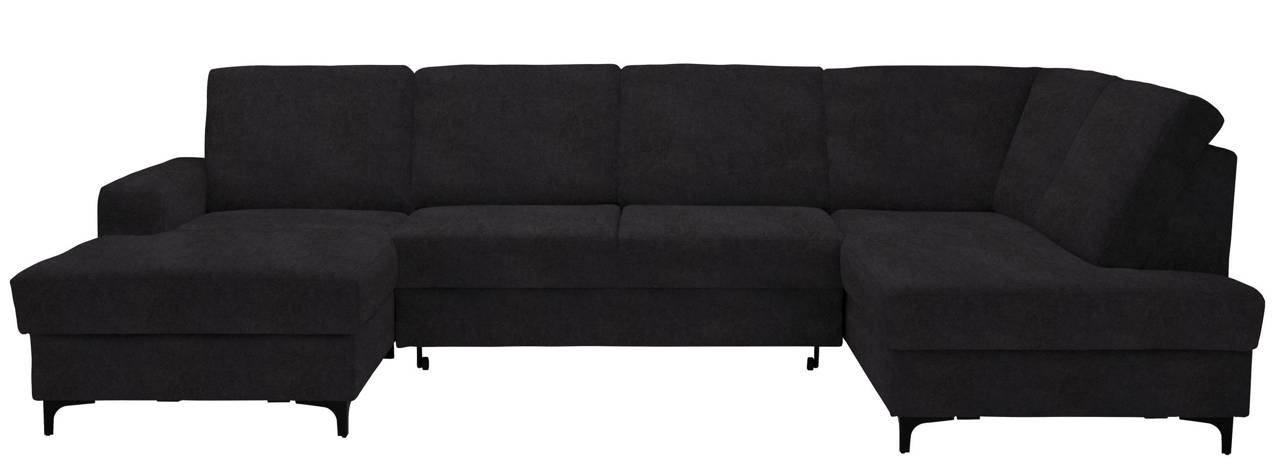 WOHNLANDSCHAFT Graphitfarben Flachgewebe  - Schwarz/Graphitfarben, KONVENTIONELL, Textil/Metall (167/317/185cm) - Stylife