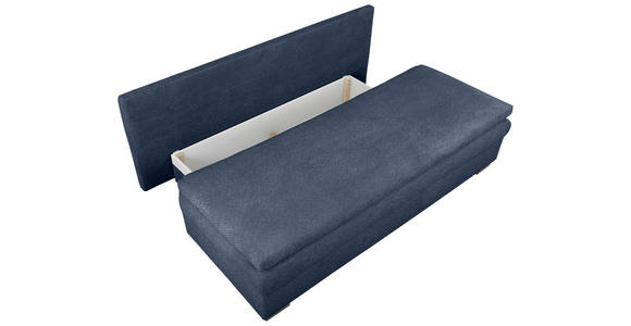 SCHLAFSOFA Struktur Dunkelblau Rückenkissen, Armlehnenkissen, Bettkasten, Schlaffunktion, Rücken echt  - Schwarz/Dunkelblau, KONVENTIONELL, Kunststoff/Textil (195/93/83cm) - Carryhome