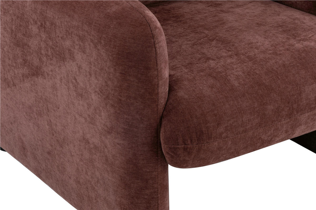SESSEL in Samt Dunkelrot  - Schwarz/Dunkelrot, Design, Kunststoff/Textil (83/83/76cm) - MID.YOU