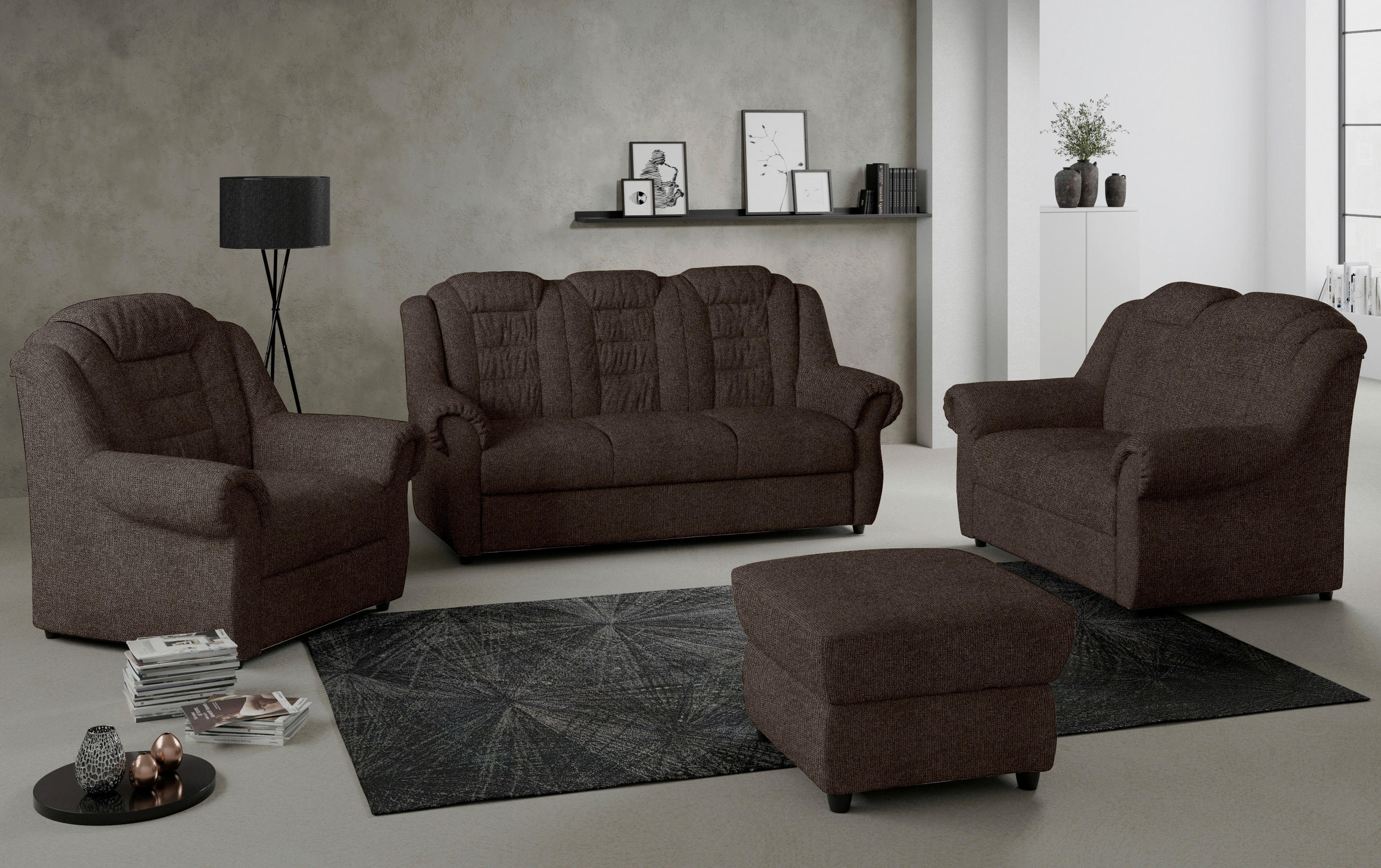 HOCKER in Textil Braun  - Schwarz/Braun, Konventionell, Kunststoff/Textil (68/45/68cm) - Livetastic