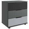 MEUBLE DE CHEVET 52/58/38 cm  in Graphitfarben, Schwarz, Hellgrau  - Hellgrau/Alufarben, Modern, Glas/Holzwerkstoff (52/58/38cm) - MID.YOU