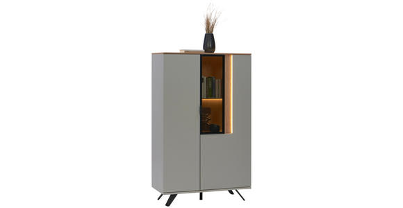 HIGHBOARD 92,9/136,6/42 cm  - Eichefarben/Hellgrau, MODERN, Glas/Holz (92,9/136,6/42cm) - Dieter Knoll