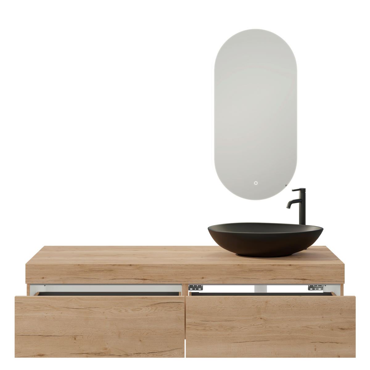 BADEZIMMER 5-teilig  in 160 cm  - Eichefarben/Schwarz, MODERN, Keramik/Holzwerkstoff (160cm) - Celina Home