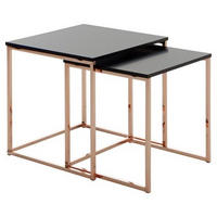 SADA ODKLÁDACÍCH STOLKŮ, černá - měděné barvy/černá, Design, kov/kompozitní dřevo (40/40/42cm) - MID.YOU