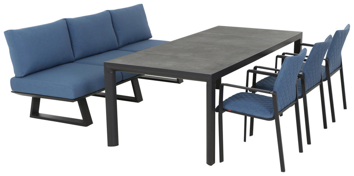 STAPELSESSEL Aluminium Anthrazit, Blau  - Blau/Anthrazit, Design, Textil/Metall (62,5/88/58cm)