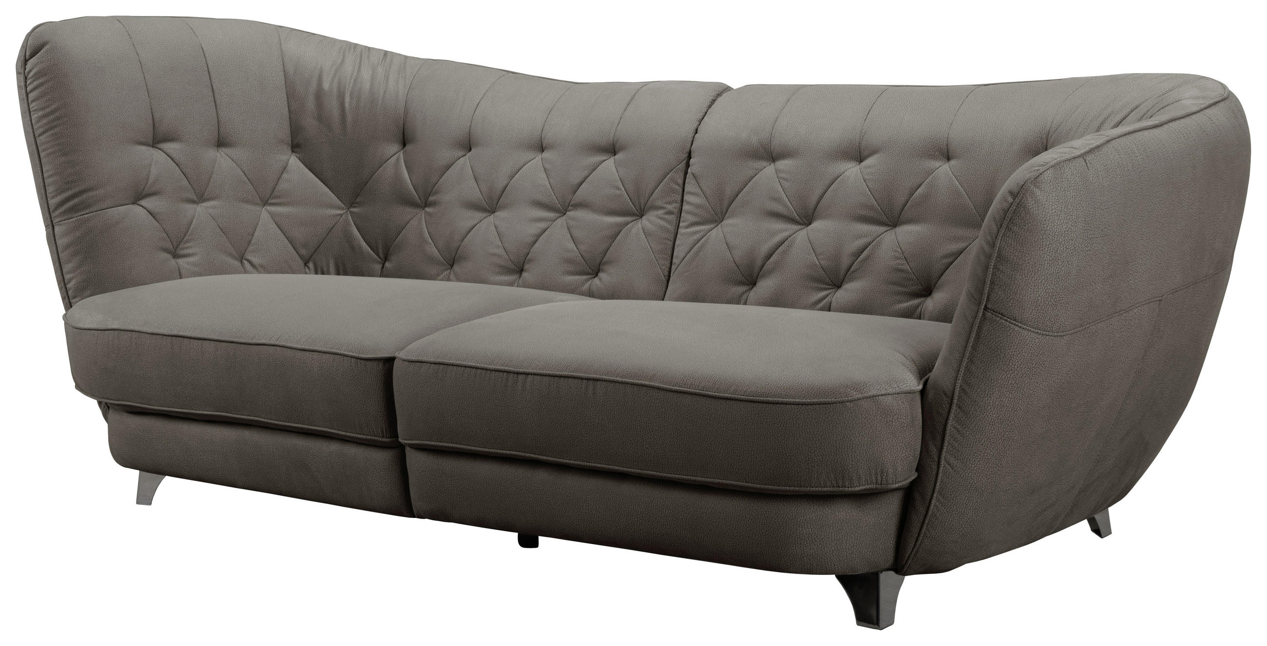 BIGSOFA Mikrofaser Dunkelbraun  - Chromfarben/Dunkelbraun, MODERN, Textil/Metall (256/85/115cm) - MID.YOU