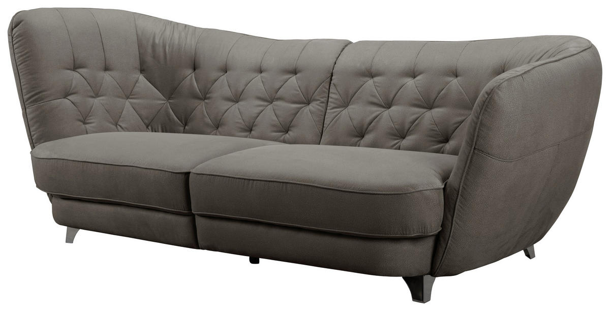 BIGSOFA in Mikrofaser Dunkelbraun  - Chromfarben/Dunkelbraun, Modern, Textil/Metall (256/85/115cm) - MID.YOU