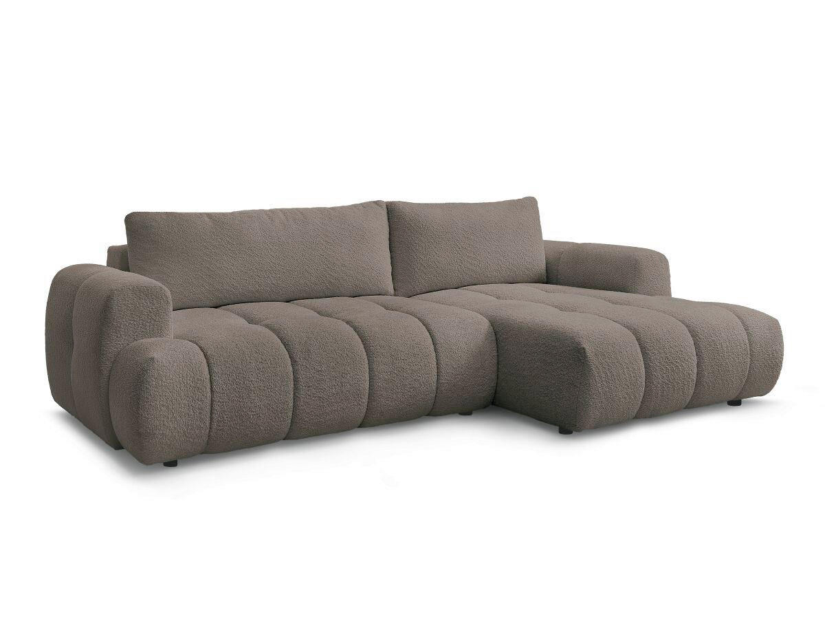 ECKSCHLAFSOFA FUJI Bouclé Taupe  inkl.  - Taupe/Schwarz, MODERN, Kunststoff/Textil (292/160cm)