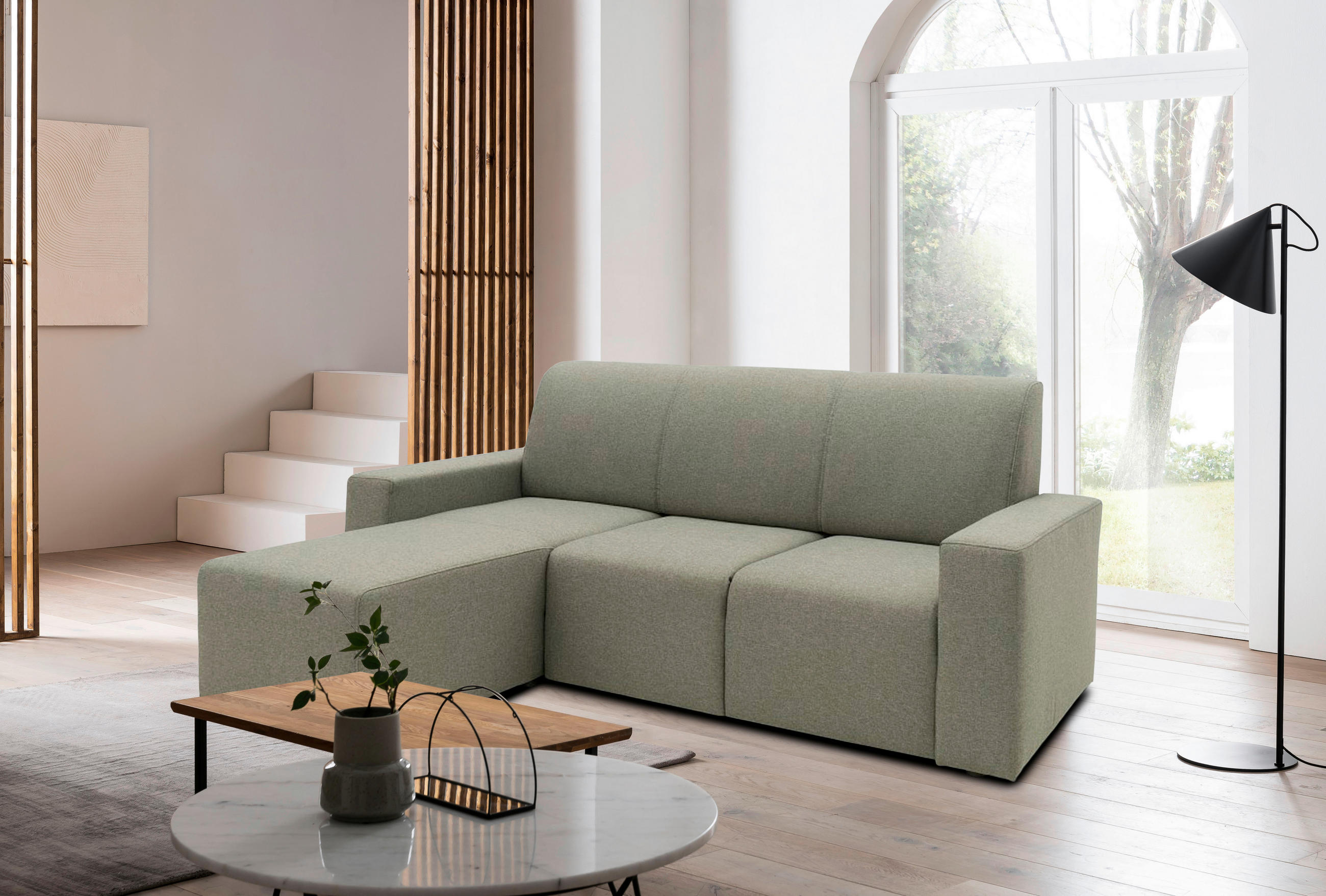 ECKSOFA Graubraun Webstoff  - Graubraun/Schwarz, Design, Kunststoff/Textil (222/150/88cm) - LOOKS by W.Joop