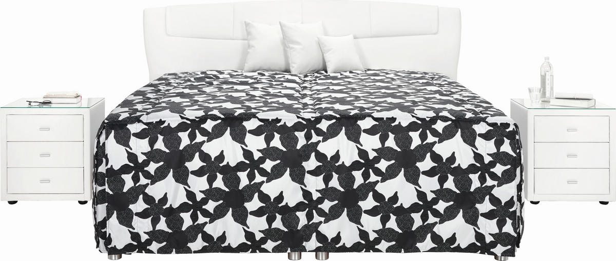 POLSTERBETT Matratze, gepolstertes Kopfteil, Lattenrost, Bettkasten, Tagesdecke, motorische Verstellbarkeit 180/200 cm  in Schwarz, Weiß  - Silberfarben/Schwarz, KONVENTIONELL, Textil/Metall (180/200cm) - Esposa