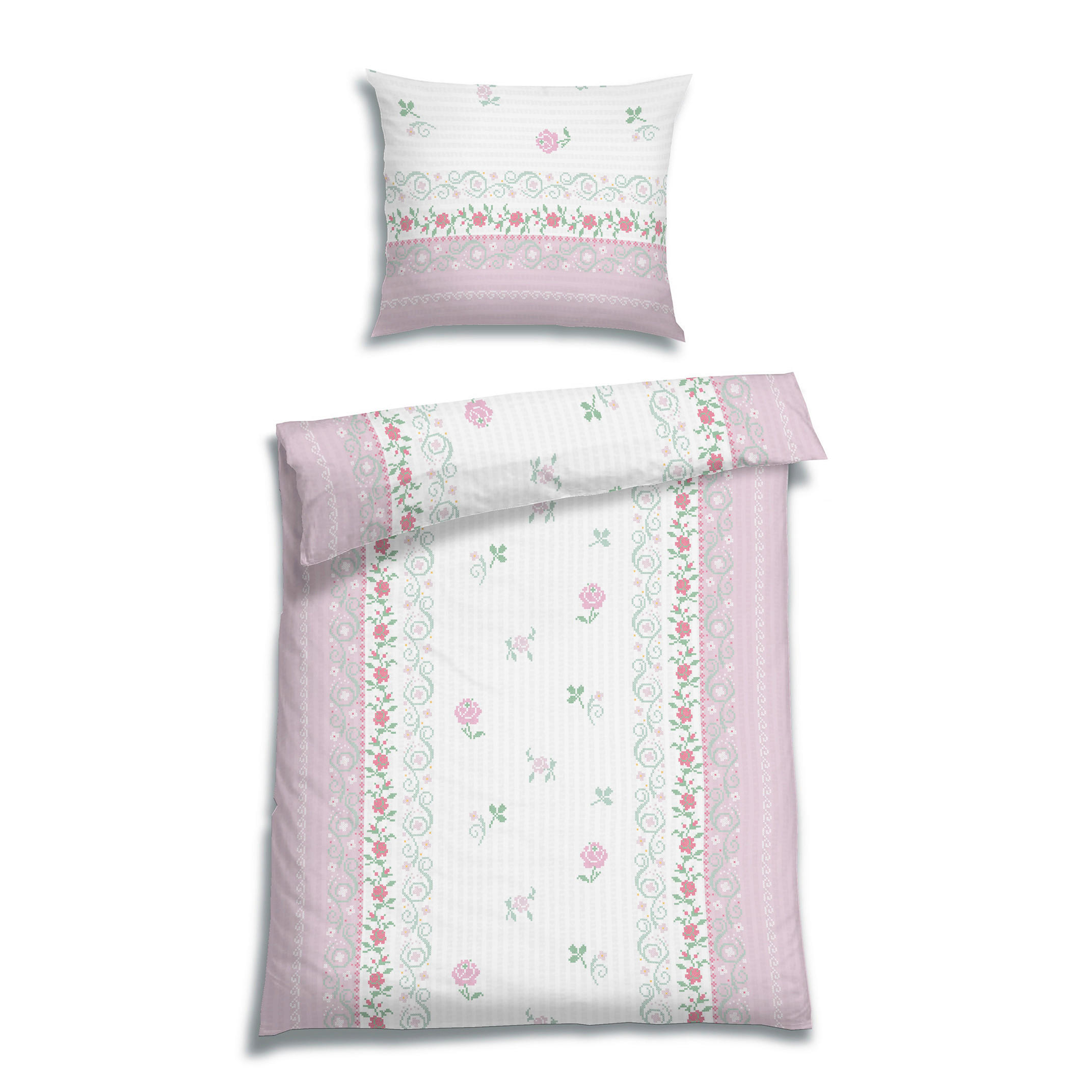 BETTWÄSCHE 2-teilig Seersucker 140/200 cm  - Rosa, Design, Textil (140/200cm) - Florella