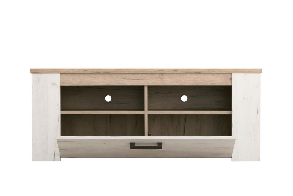 KOMODA POD TELEVIZI, barvy stříbrného dubu, 122,5/49,5/43,5 cm - barvy stříbrného dubu, Basics, kompozitní dřevo (122,5/49,5/43,5cm) - Ti'me