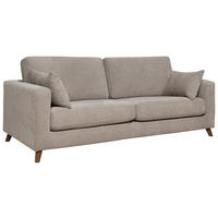 2,5-SITS SOFFA i flatväv brun, greige  - greige/nötfärg, Klassisk, metall/trä (234/83/91cm) - Best Price
