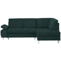 ECKSOFA in Flachgewebe Dunkelgrün  - Dunkelgrün/Silberfarben, Konventionell, Holz/Textil (255/186cm) - Cantus