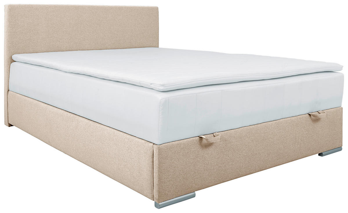 BOXBETT 90/200 cm  in Beige  - Chromfarben/Beige, KONVENTIONELL, Kunststoff/Textil (90/200cm) - Carryhome