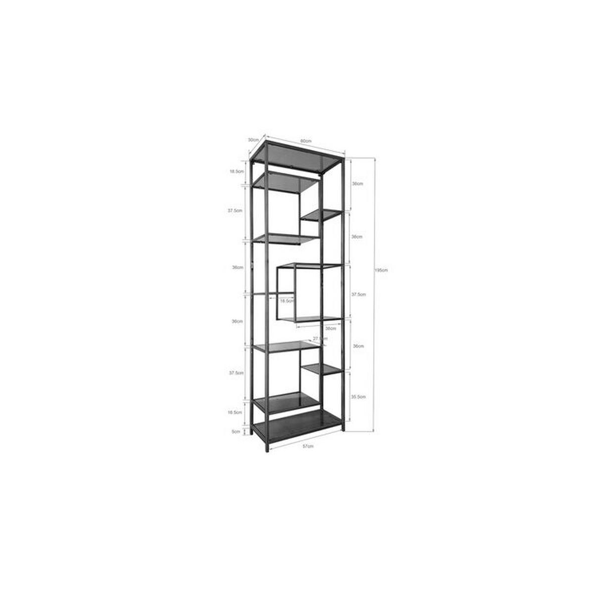 REGAL Anthrazit, Schwarz  - Anthrazit/Schwarz, Design, Glas/Metall (60/195/30cm) - Kare-Design