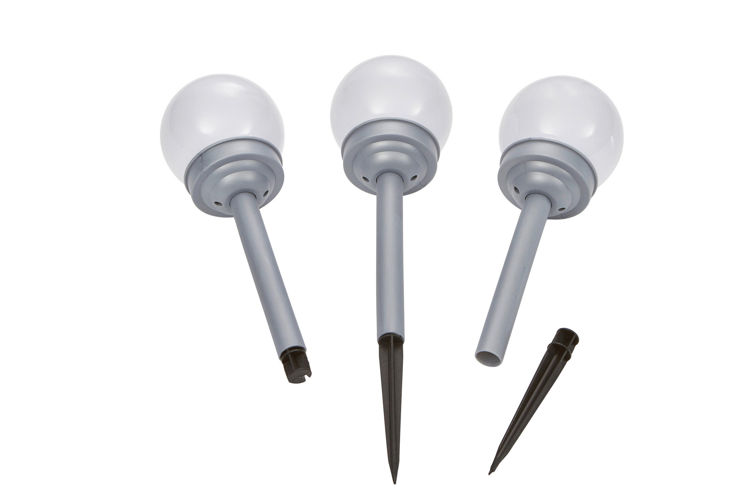 SZOLÁRLÁMPA SZETT 3 részes  - ezüst/fehér, Basics, műanyag (10/39cm) - Ambia Garden