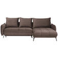 ECKSOFA in Flachgewebe Dunkelbraun  273/180 cm  - Dunkelbraun/Schwarz, LIFESTYLE, Textil/Metall (273/180cm) - Hom`in