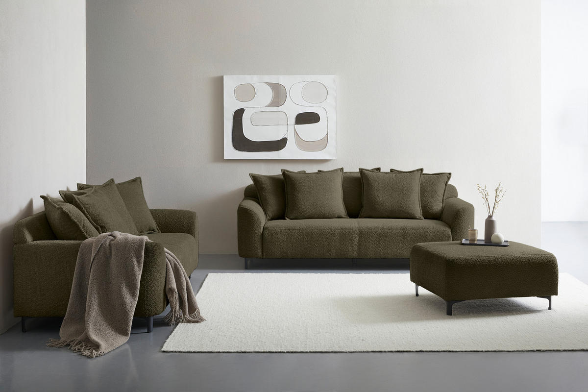 2,5-SITZER  in Chenille Dunkelgrün  - Dunkelgrün/Schwarz, KONVENTIONELL, Textil/Metall (200/84/99cm) - Carryhome