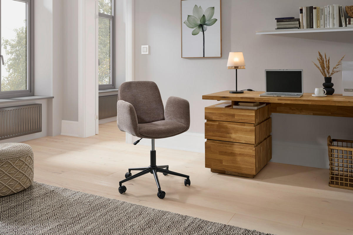 DREHSTUHL  in Webstoff Braun  - Schwarz/Braun, MODERN, Kunststoff/Textil (55/85-95/60cm) - Livetastic