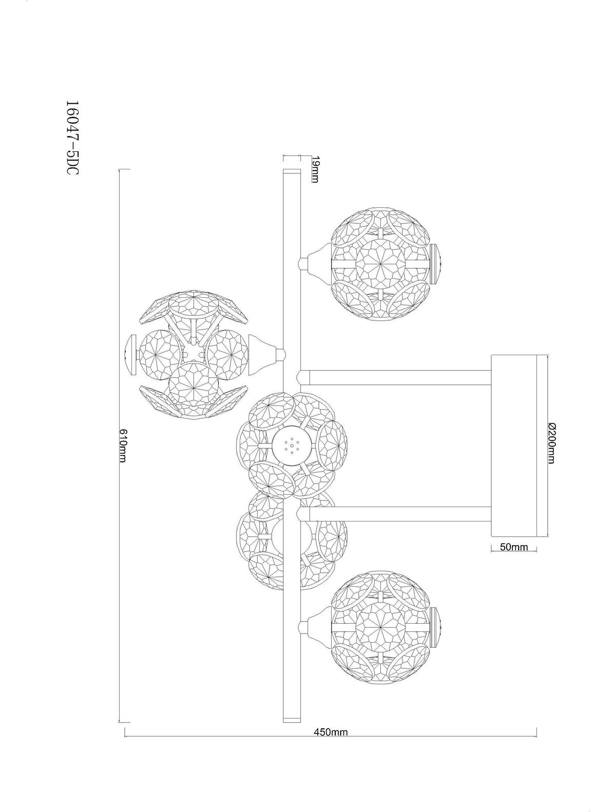 STROPNA LED-SVETILKA  VIRINA //3000 K/230 V/ - barve kroma/prozorno, Konvencionalno, kovina/steklo (61/30/46cm) - Globo
