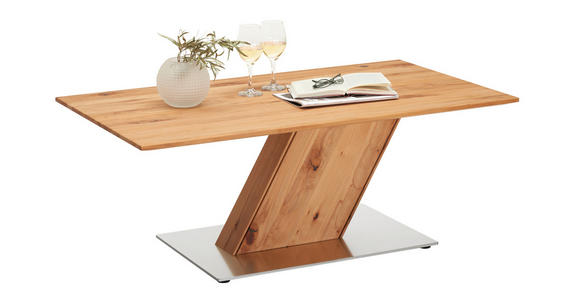 COUCHTISCH in Holz, Metall 115/65/45 cm  - Edelstahlfarben/Buchefarben, Natur, Holz/Metall (115/65/45cm) - Valnatura