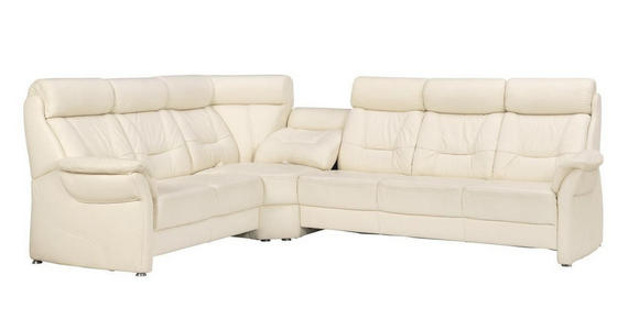 WOHNLANDSCHAFT in Leder Weiß - Alufarben/Weiß, KONVENTIONELL, Leder/Metall (245/298cm) - Cantus