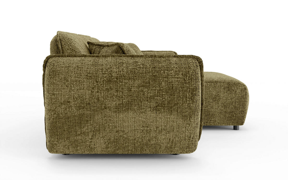 ECKSOFA Nelia Grün Chenille  - Schwarz/Grün, Design, Kunststoff/Textil (252/155cm) - P & B