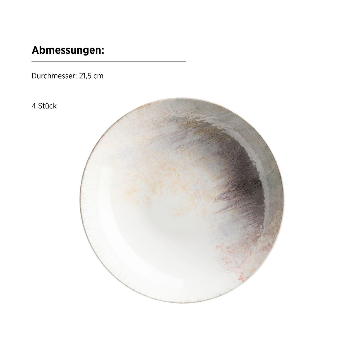 SUPPENTELLERSET Lila, Weiß 4-teilig Steinzeug AQUARELLIA LILA  - Lila/Weiß, Basics, Keramik (21,5/4,8cm) - Mäser