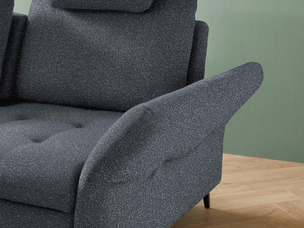 ECKSOFA in Bouclé Dunkelgrau  - Dunkelgrau/Schwarz, Natur, Textil/Metall (233/288cm) - Valnatura