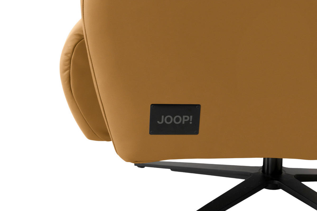RELAXSESSEL Leder Senfgelb  - Senfgelb/Schwarz, Modern, Leder/Metall (66/110/83cm) - Joop!