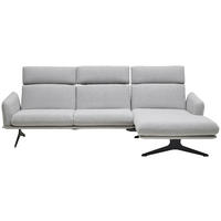 ECKSOFA  in Flachgewebe Hellgrau  259/152 cm  - Hellgrau/Schwarz, Design, Textil/Metall (259/152cm) - Dieter Knoll